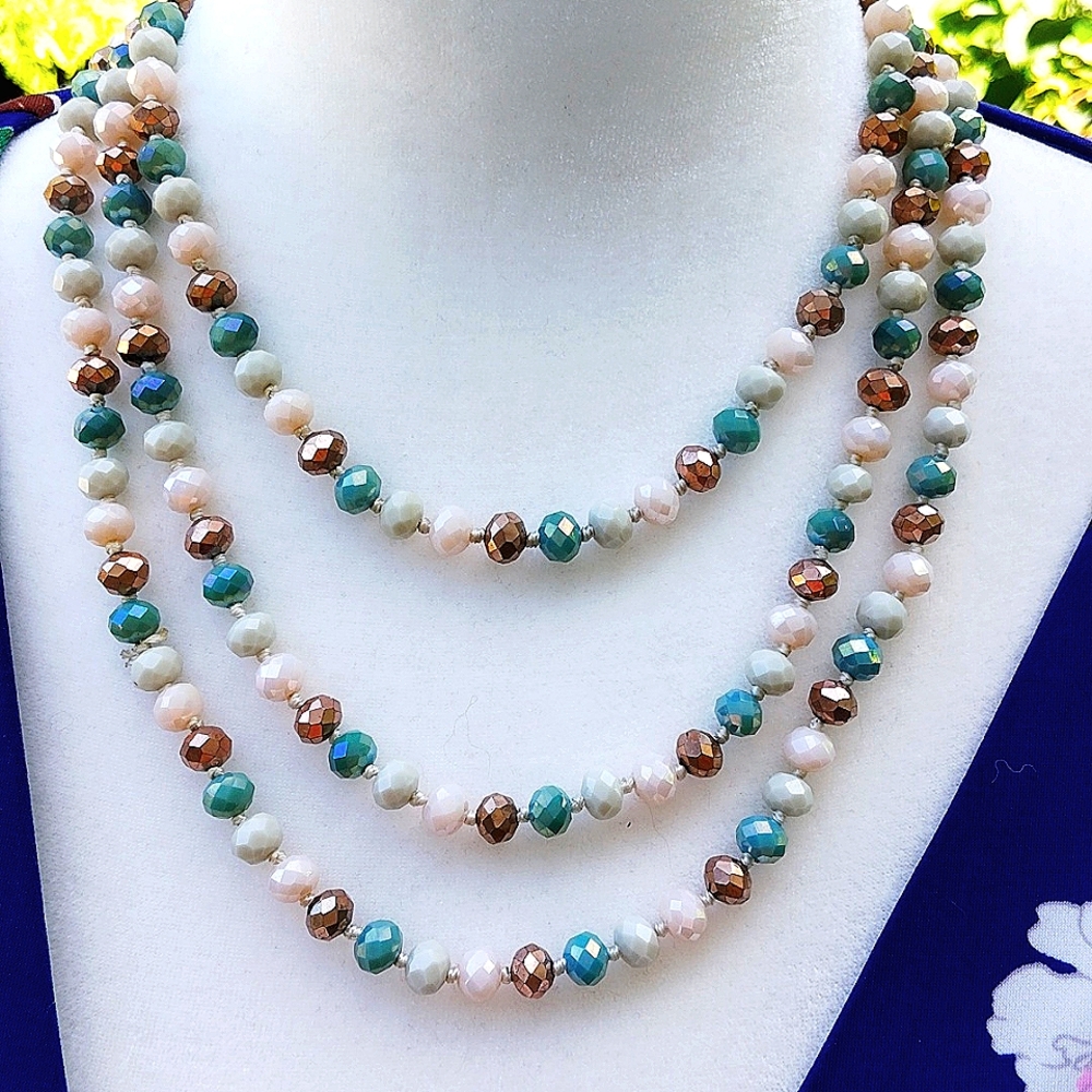 60" long acrylic bead necklace with AB flash